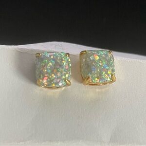 Kate Spade Small Square Studs (Opal Glitter)